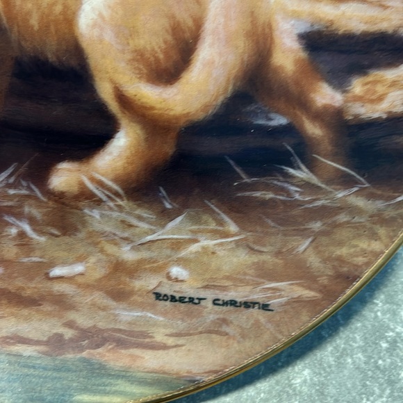 Franklin Mint “We Got Em” Golden Retriever Puppies Dog Plateby Robert Christie - Picture 2 of 3